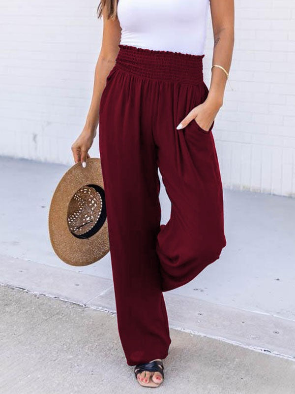 Pants Polyester Raised Waist Trousers Mssza