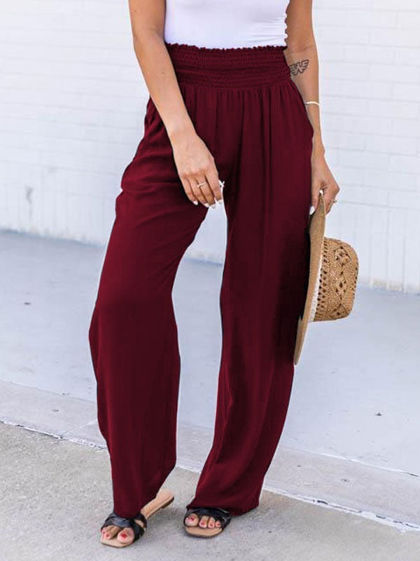 Pants Polyester Raised Waist Trousers Mssza