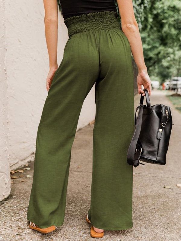 Pants Polyester Raised Waist Trousers Mssza