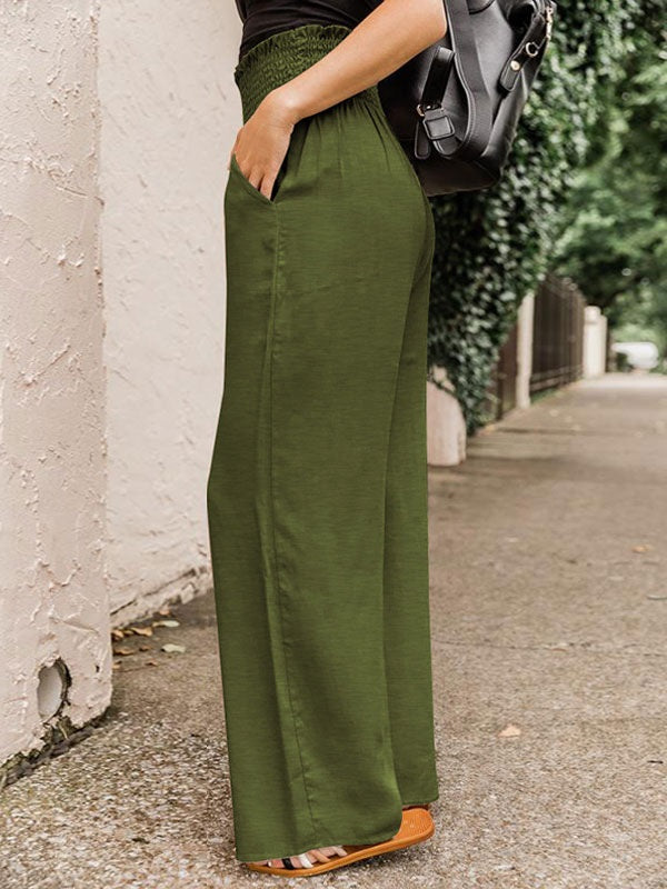 Pants Polyester Raised Waist Trousers Mssza