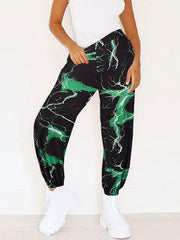 Pants Polyester Wrap Waist Tie Dye Harem Trousers Mssza