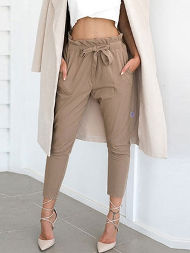 Paper Bag Drawstring Cropped Pants Mssza