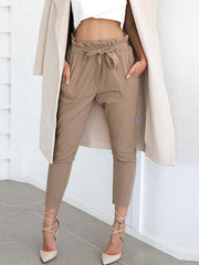 Paper Bag Drawstring Cropped Pants Mssza