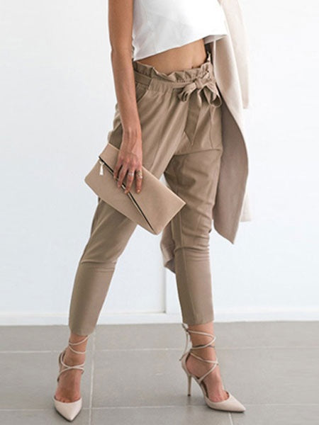 Paper Bag Drawstring Cropped Pants Mssza