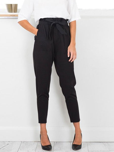 Paper Bag Drawstring Cropped Pants Mssza