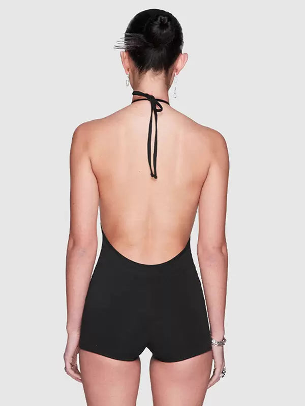 Party And Club Jumpsuit Polyester Halter Sleeveless Cupless Clubwear Mssza