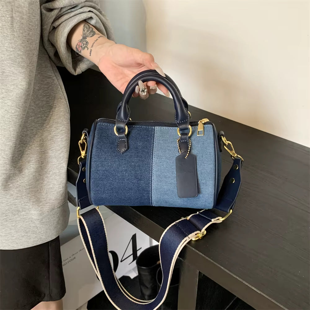 Patchwork Colorblock Denim Casual Street Cross Body Mini Handbags Mssza