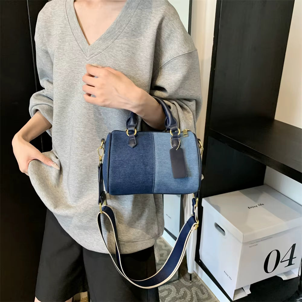 Patchwork Colorblock Denim Casual Street Cross Body Mini Handbags Mssza