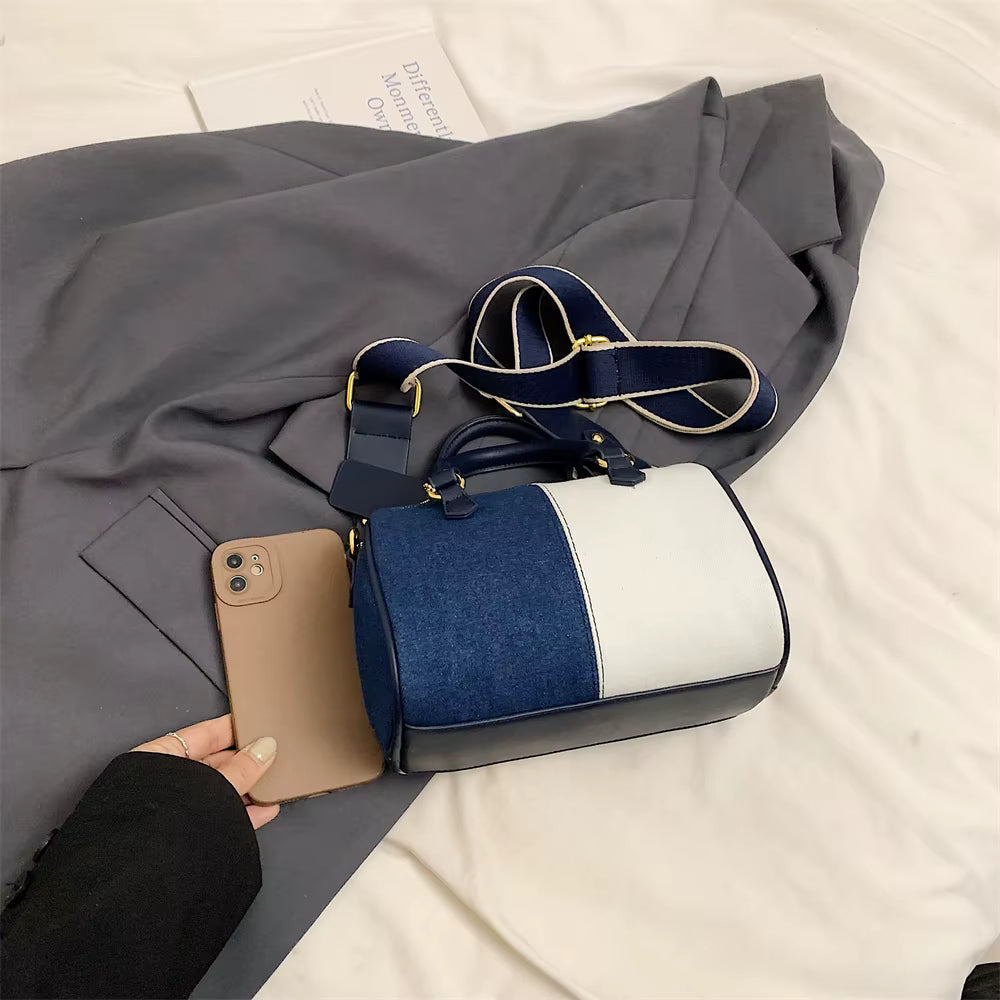 Patchwork Colorblock Denim Casual Street Cross Body Mini Handbags Mssza