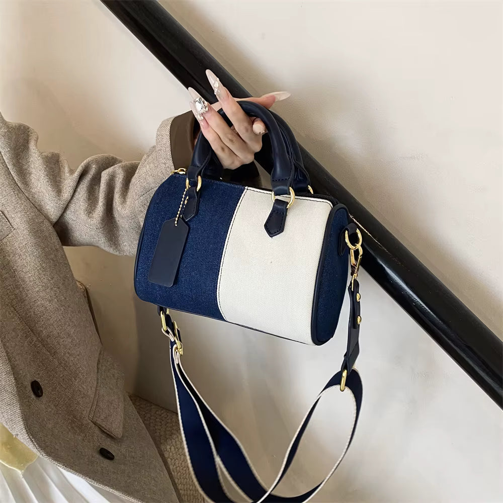 Patchwork Colorblock Denim Casual Street Cross Body Mini Handbags Mssza