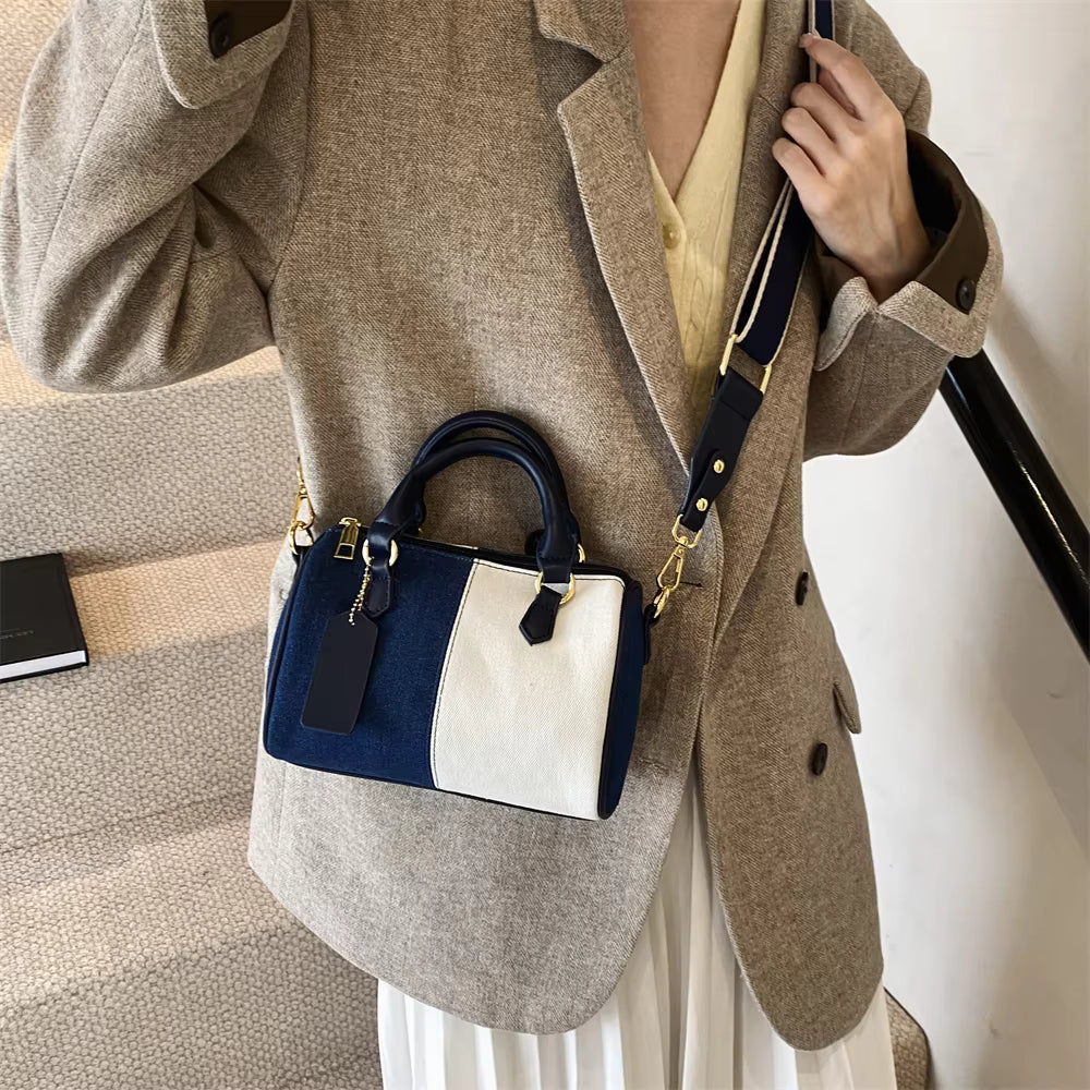 Patchwork Colorblock Denim Casual Street Cross Body Mini Handbags Mssza
