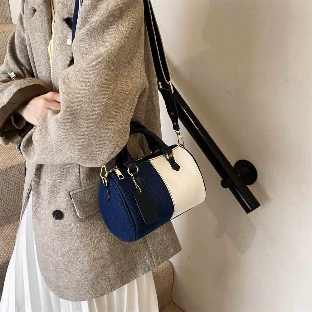 Patchwork Colorblock Denim Casual Street Cross Body Mini Handbags Mssza