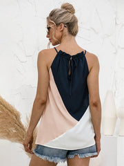 Patchwork Design Halter Sleeveless Cami Mssza