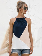 Patchwork Design Halter Sleeveless Cami Mssza