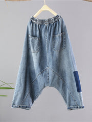 Patchwork Floral Embroidery Vintage Jeans Mssza