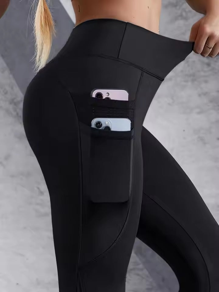 Patchwork High Waist Double Pocket Elastic Leggings Mssza