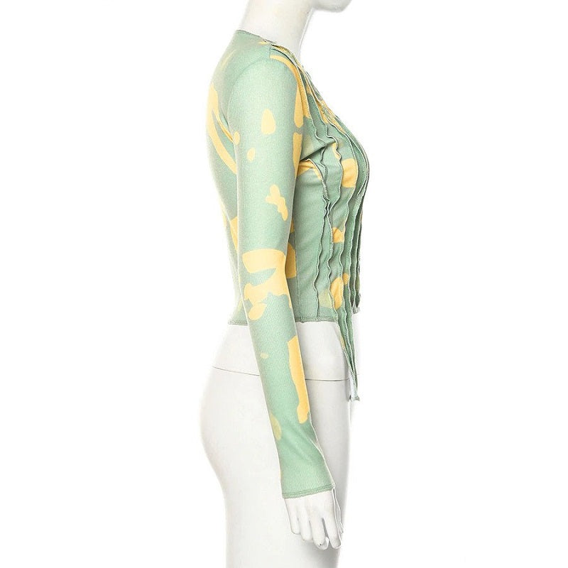 Patchwork Long Sleeve O Neck Slim Streetwear Tees Mssza