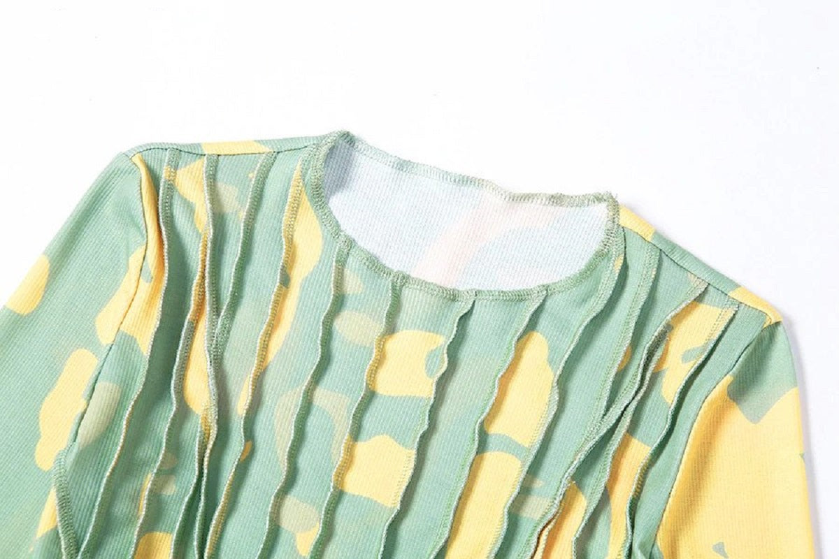 Patchwork Long Sleeve O Neck Slim Streetwear Tees Mssza