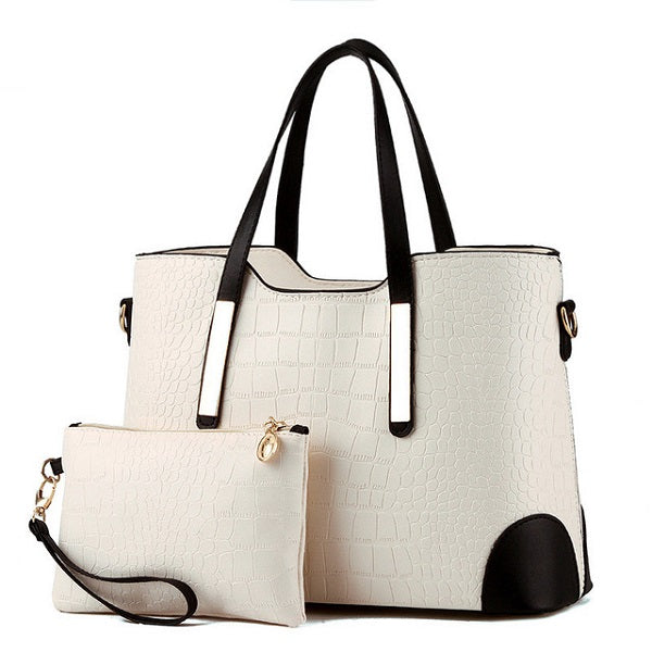 Pattern Composite Leather Top-Handle Handbag Mssza