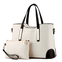 Pattern Composite Leather Top-Handle Handbag Mssza