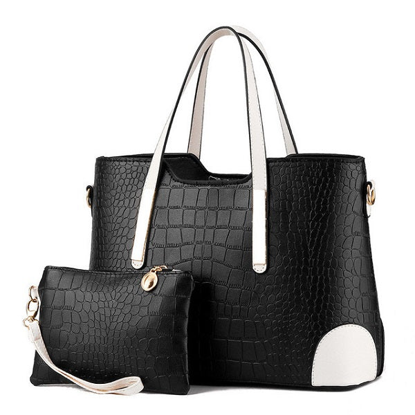 Pattern Composite Leather Top-Handle Handbag Mssza