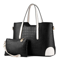 Pattern Composite Leather Top-Handle Handbag Mssza