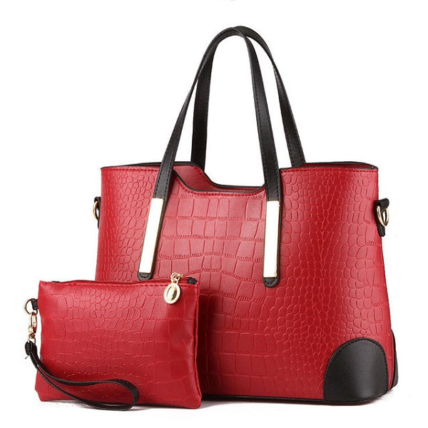 Pattern Composite Leather Top-Handle Handbag Mssza