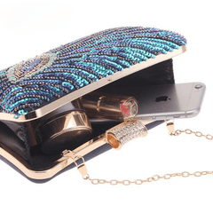 Peacock Sequins Beading Clutch Bags Glitter Women in Evening Bags Rhinestone Hasp Sac Main Femme Lady's Handbag Purse Crossbody Mssza