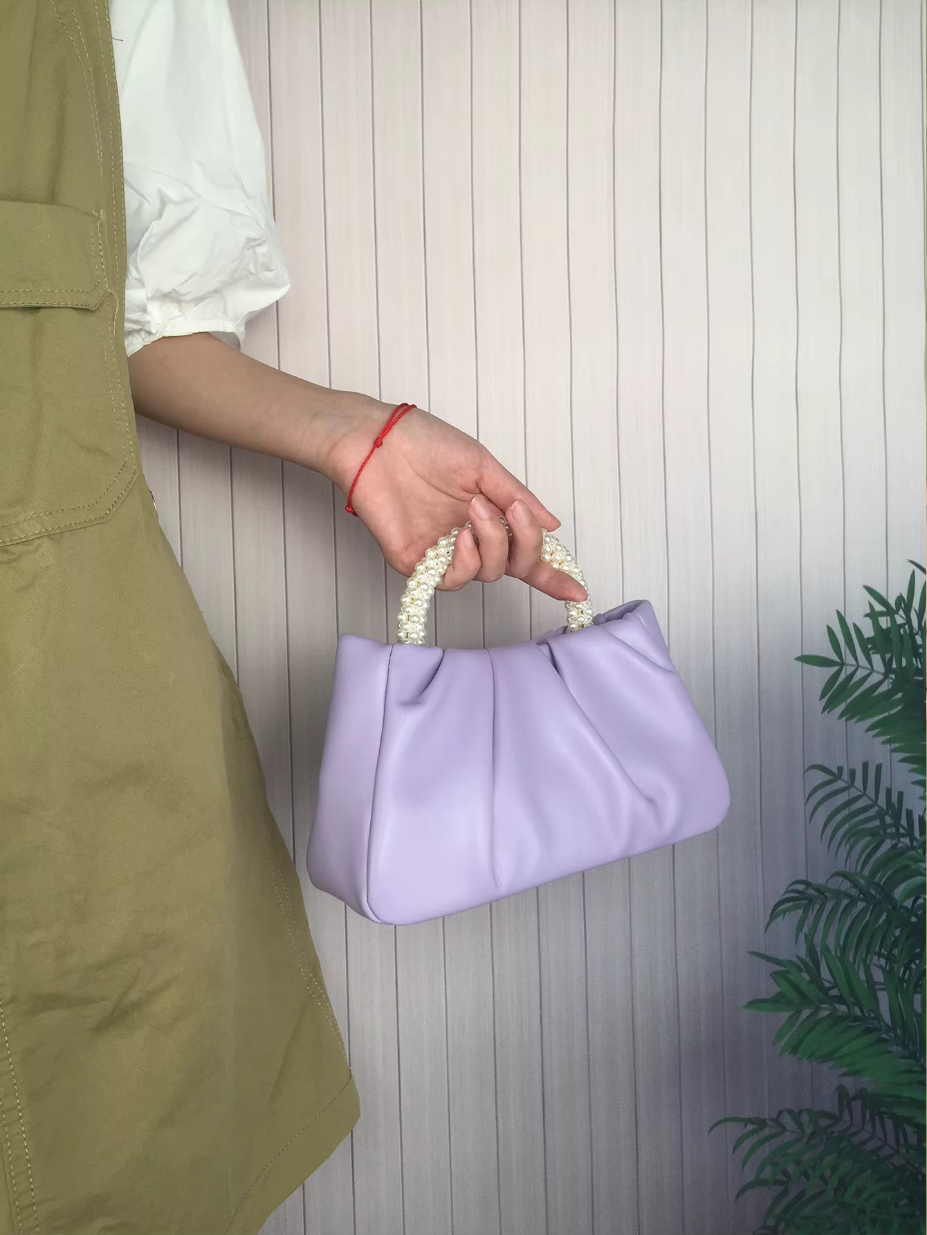 Pearl Handle Square Shoulder Small Messenger Dinner Clutch Purse Mssza