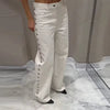 Pearl Low Waist Wide Leg Pocket Solid High Street Washed Denim Jean Mssza