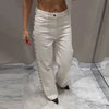Pearl Low Waist Wide Leg Pocket Solid High Street Washed Denim Jean Mssza