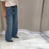 Pearl Low Waist Wide Leg Pocket Solid High Street Washed Denim Jean Mssza