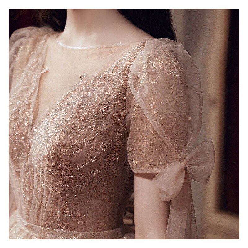 Pearls Beading Tulle Party Dresses Mssaz Desses