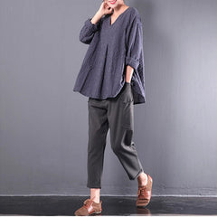 Plaid Shirts Long Sleeve Cotton Blouses Casual Tops Vintage V Neck Shirts Mssza