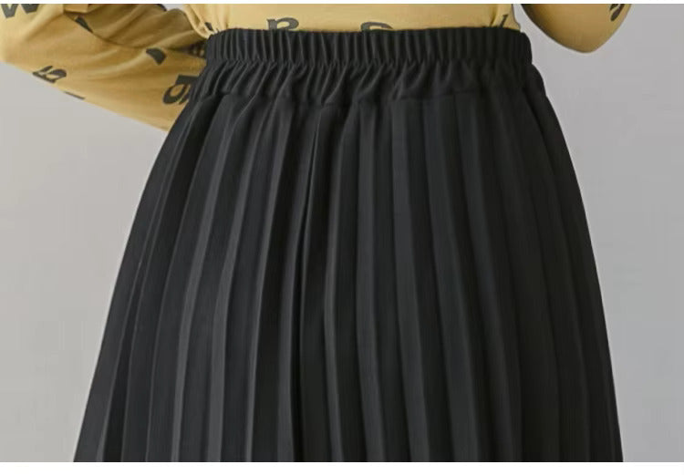 Pleated Irregular High Waist Solid Elegant And Vintage Midi Skirts Mssza