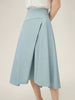 Pleated Natural Waistline Irregular A-line Medium Stretch Midi Length Skirt Mssza