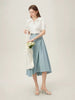 Pleated Natural Waistline Irregular A-line Medium Stretch Midi Length Skirt Mssza