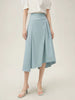 Pleated Natural Waistline Irregular A-line Medium Stretch Midi Length Skirt Mssza