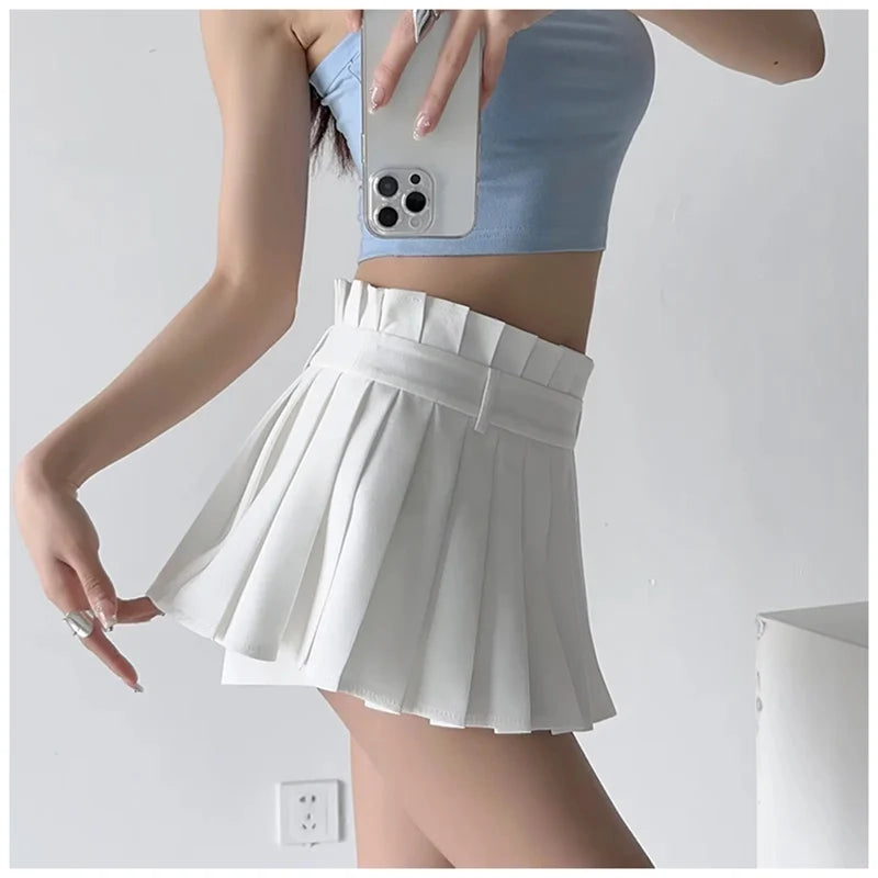 Pleated Preppy Style Chic Design Casual Dance Mini Skirts Mssza