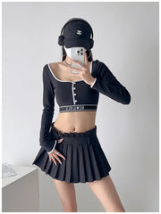 Pleated Preppy Style Chic Design Casual Dance Mini Skirts Mssza