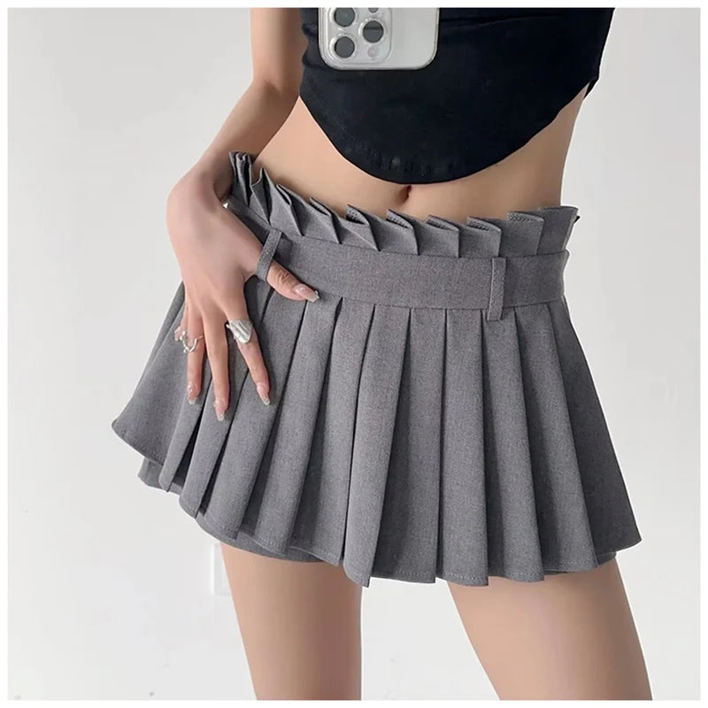 Pleated Preppy Style Chic Design Casual Dance Mini Skirts Mssza