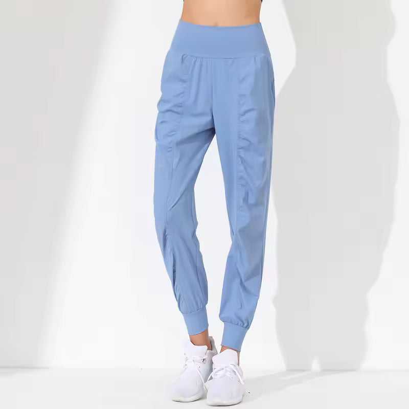 Pleated Quick-Dry Slim Bound Running Fitness Pockets Loose Yoga Capris Mssza