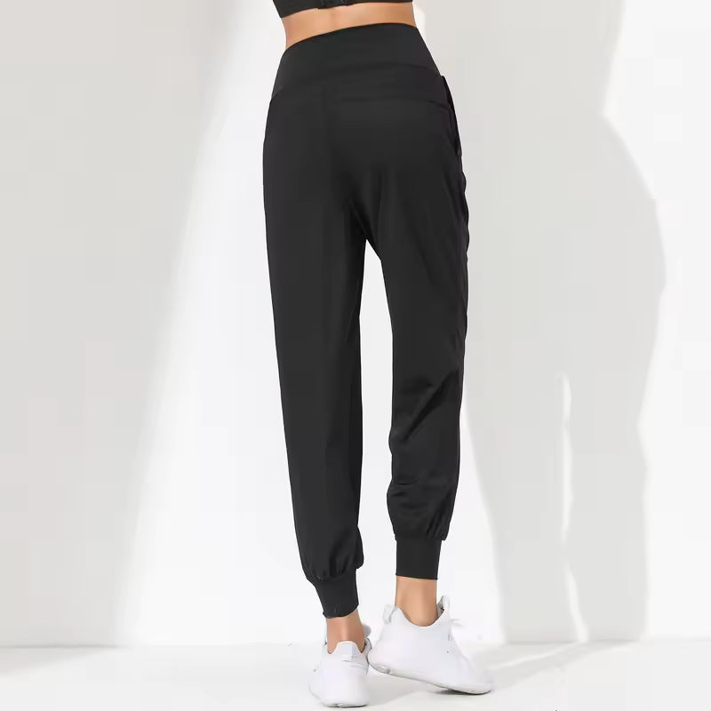 Pleated Quick-Dry Slim Bound Running Fitness Pockets Loose Yoga Capris Mssza