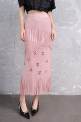 Pleats Half-Body Simple Solid Causal Series Elegant And Vintage Midi skirts Mssza