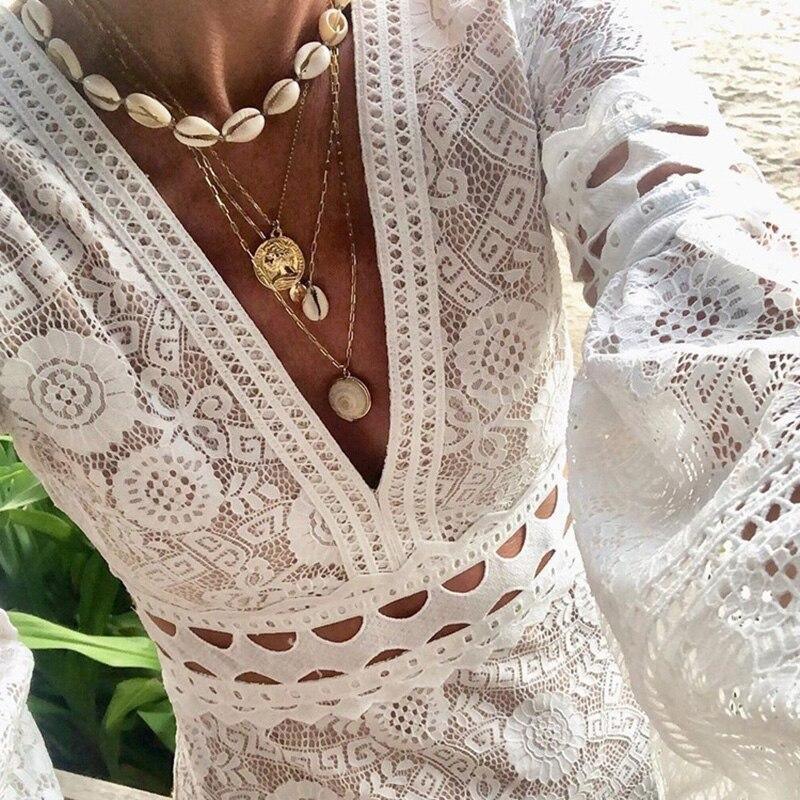 Plunge V-neck Bell Sleeve Lace Bodycon Dress Mssaz Desses