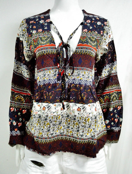 Plus Size Blouse Bohemian Balloon Sleeve Loose Top For Women Mssza