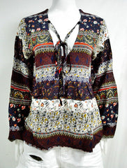 Plus Size Blouse Bohemian Balloon Sleeve Loose Top For Women Mssza