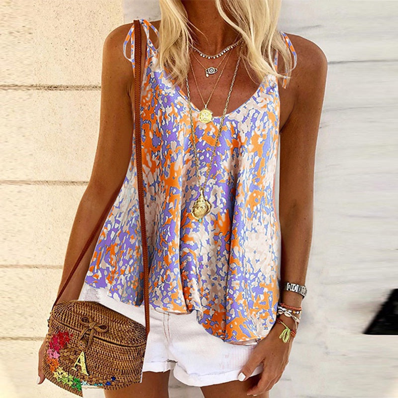Plus Size Boho Backless Sleeveless Streetwear Strap Blouse Mssza