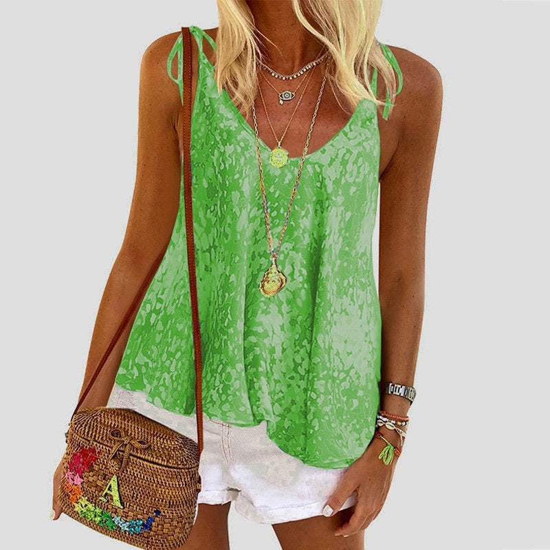 Plus Size Boho Backless Sleeveless Streetwear Strap Blouse Mssza