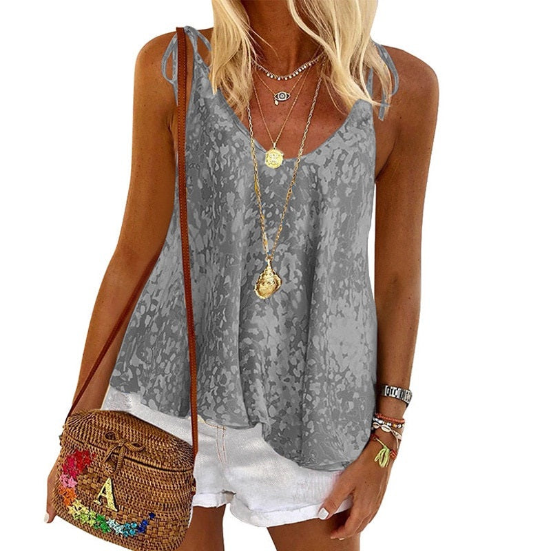 Plus Size Boho Backless Sleeveless Streetwear Strap Blouse Mssza